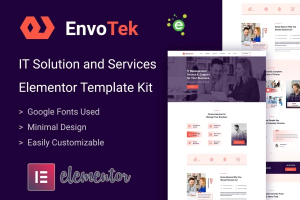 EnvoTek IT solution and services Elementor template kit preview