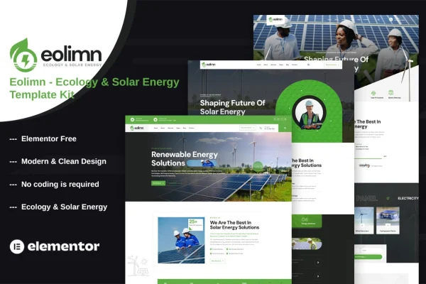 Eolimn ecology and solar energy Elementor template kit preview