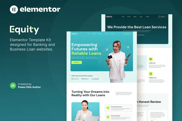 Equity banking and business loan Elementor template kit preview