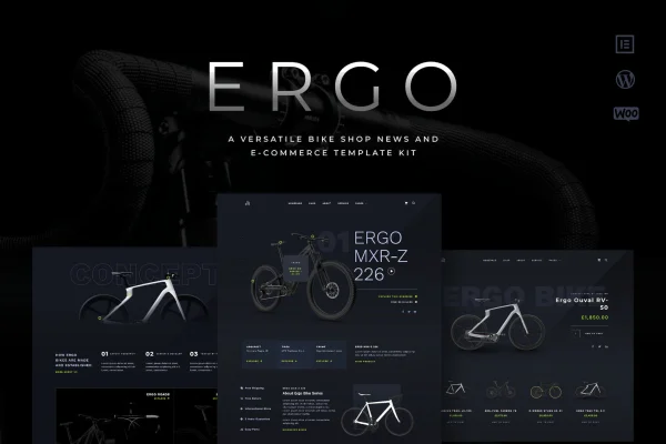 ERGO bike and cycling WooCommerce Elementor template kit preview