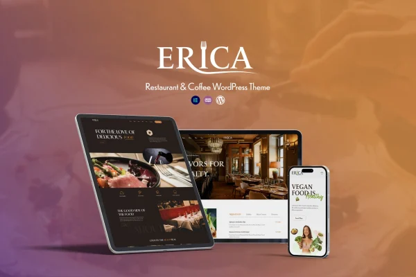 Erica restaurant and coffee WordPress theme preview