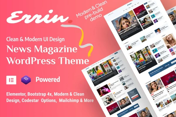 Errin newspaper and personal blog WordPress theme preview