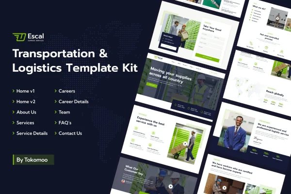Escal transportation and logistics Elementor template kit preview