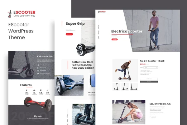 Escoot one-page single product WooCommerce theme preview