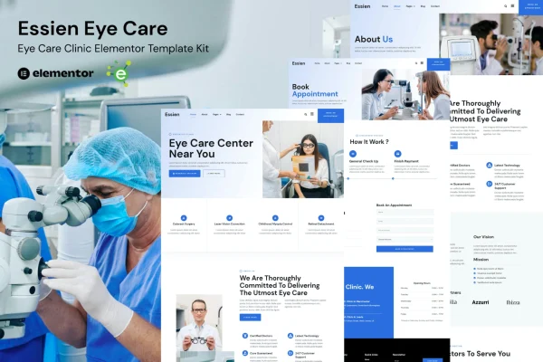 Essien eye care clinic Elementor template kit preview