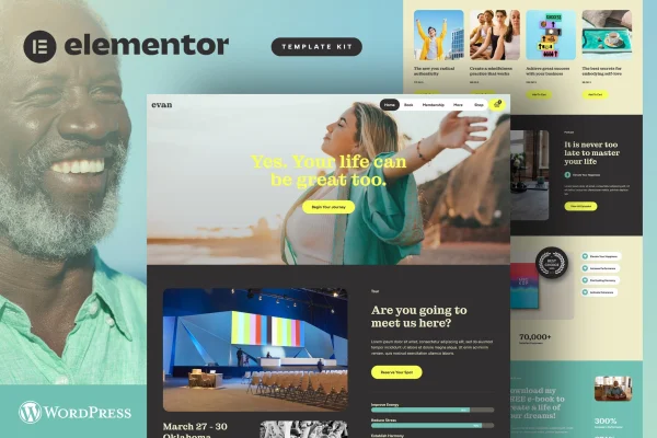 Evan life and business coach Elementor template kit preview