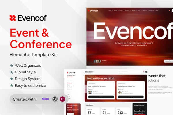 Evencof event and conference Elementor template kit preview