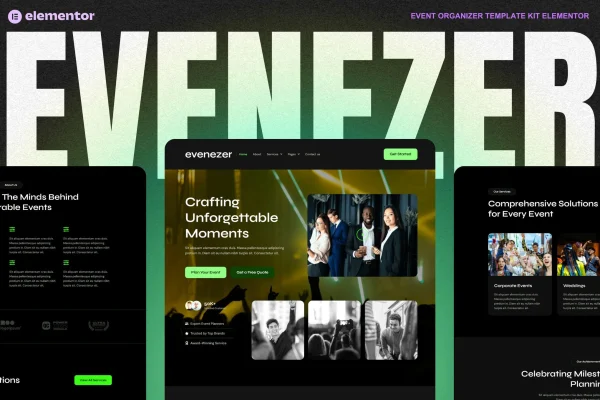 Evenizer event organizer Elementor template kit preview