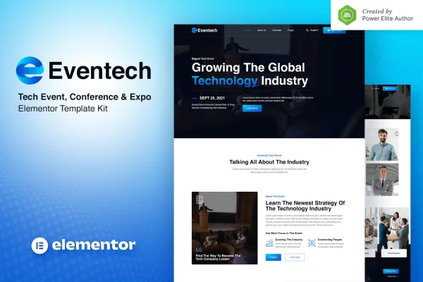 Eventech tech conference and expo Elementor template kit preview