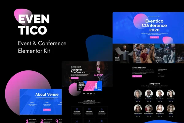 Eventico event and conference Elementor template kit preview