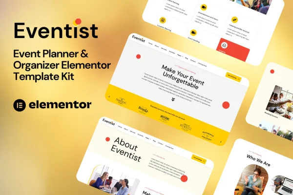 Eventist event planner Elementor template kit cover image