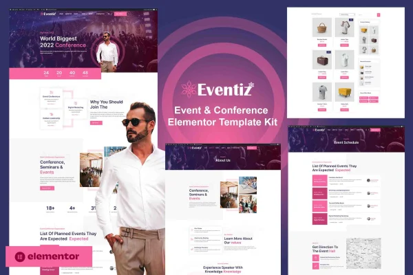 Eventiz event and conference Elementor template kit preview