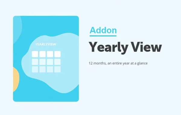 EventON Yearly View add-on banner showing a 12 month event calendar grid