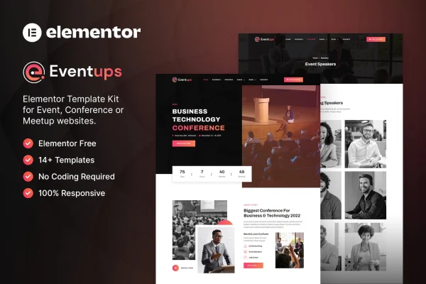Eventups event and conference Elementor template kit preview