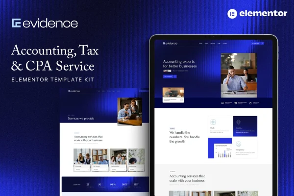 Evidence accounting, tax and CPA Elementor template kit cover image