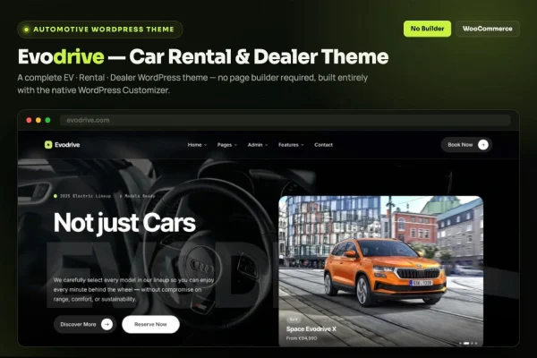 Evodrive car rental and dealer WordPress theme preview