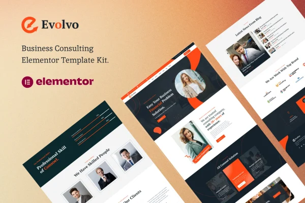 Evolvo business consulting Elementor template kit preview