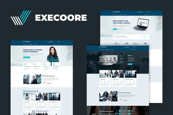 Execoore tech and fintech crypto Elementor template kit preview