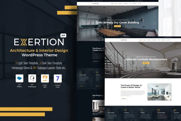 Exertion architecture and interior WordPress theme preview