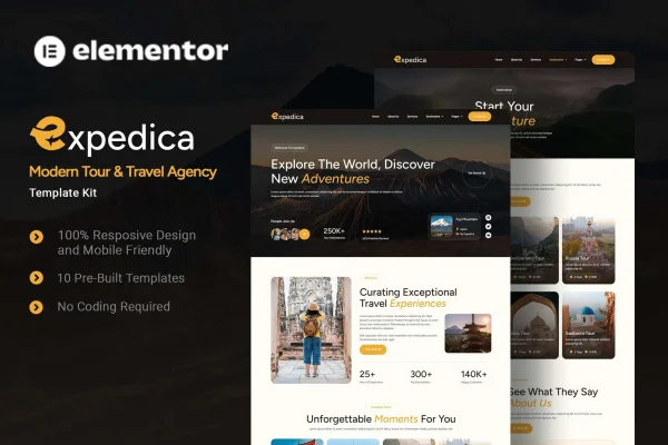Expedica tour and travel agency Elementor template kit preview