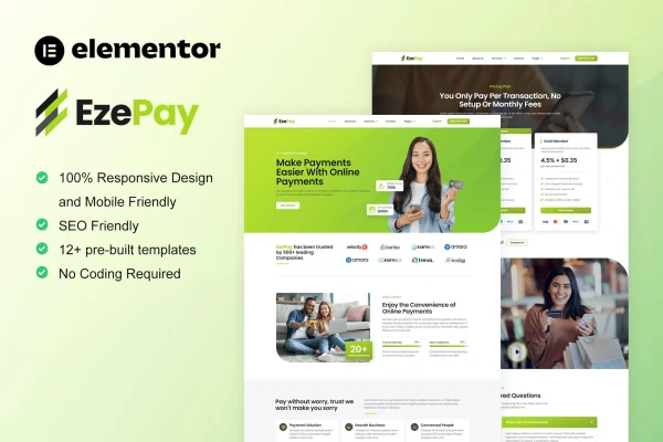 EzePay online payment gateway Elementor Pro template kit cover