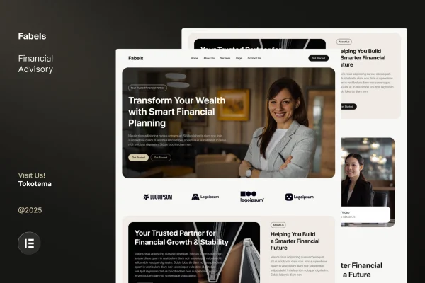 Fabels financial advisory Elementor template kit preview