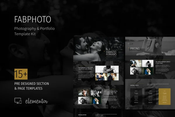 FabPhoto photography and portfolio Elementor template kit preview