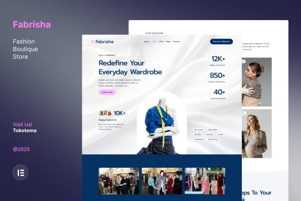 Fabrisha fashion boutique Elementor template kit preview