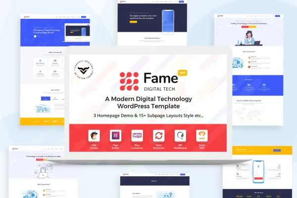 Fame digital technology and service WordPress theme preview