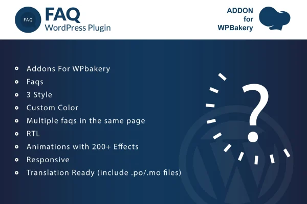Faq for WPBakery plugin banner showing FAQ section styles
