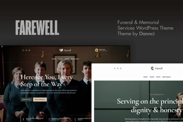 Farewell funeral and memorial services WordPress theme preview