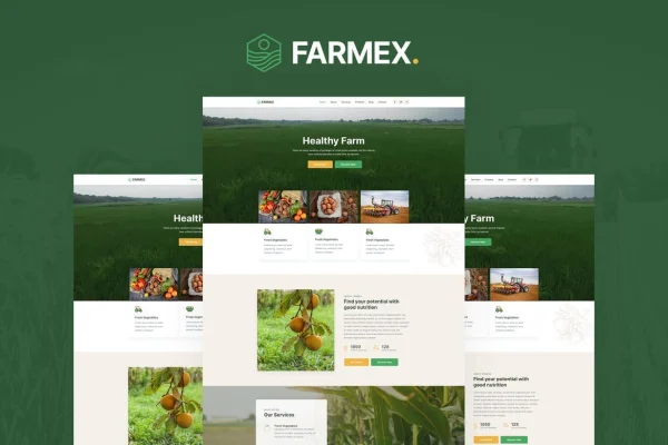 Farmex agriculture and farm Elementor template kit preview