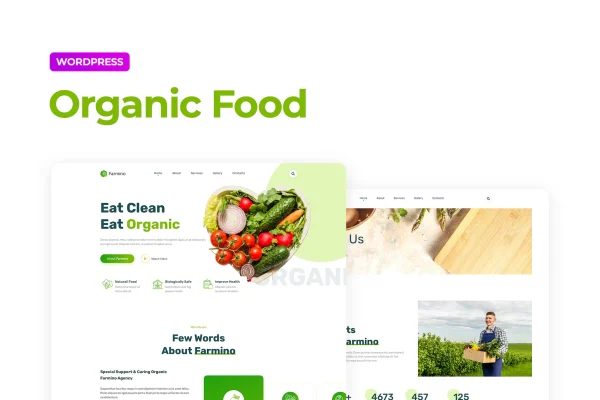 Farmino organic food Elementor template kit cover image