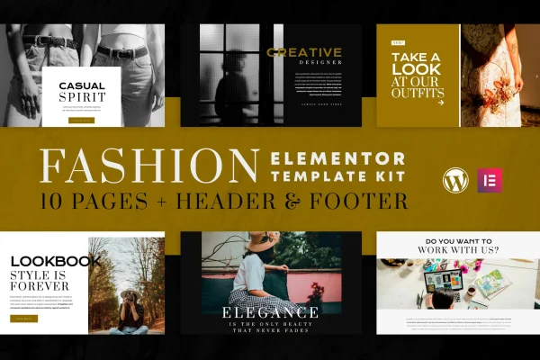 Fashion Spirit WooCommerce Elementor template kit cover showing feminine fashion store page designs
