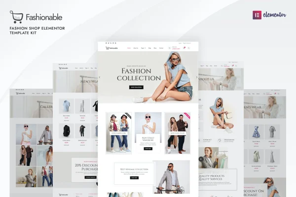 Fashionable fashion shop Elementor template kit preview