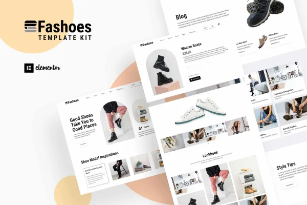 Fashoes minimal fashion store Elementor template kit preview