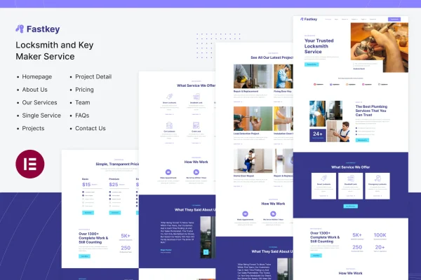 Fastkey locksmith and key maker Elementor template kit cover image