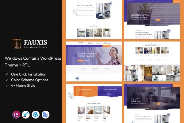 Fauxis window curtains WordPress theme preview