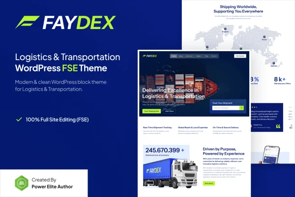 Faydex logistics and transportation WordPress theme preview