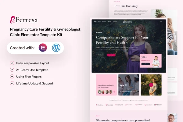 Fertesa pregnancy care and fertility Elementor template kit cover image