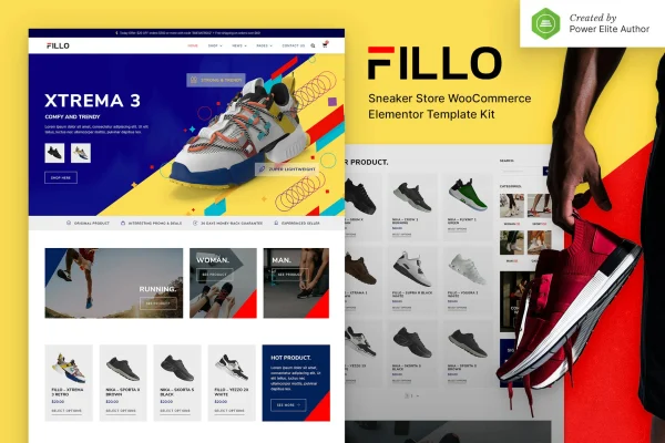 Fillo shoes and sneakers store Elementor template kit cover image