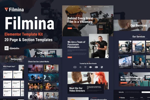 Filmina filmmaker and videographer Elementor template kit preview