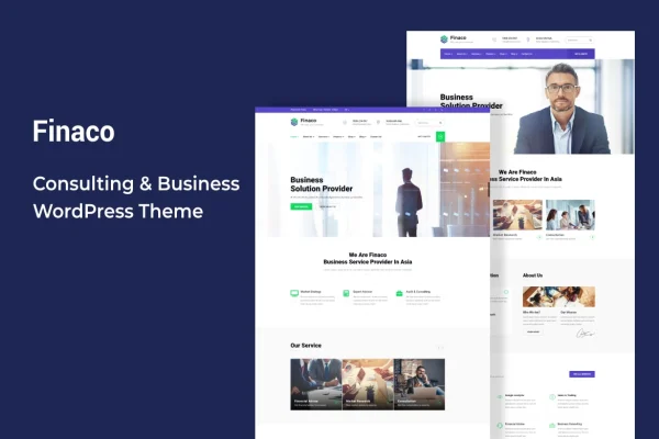 Finaco consulting and business WordPress theme preview