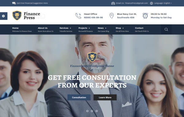 Finance Press consulting and finance WordPress theme preview
