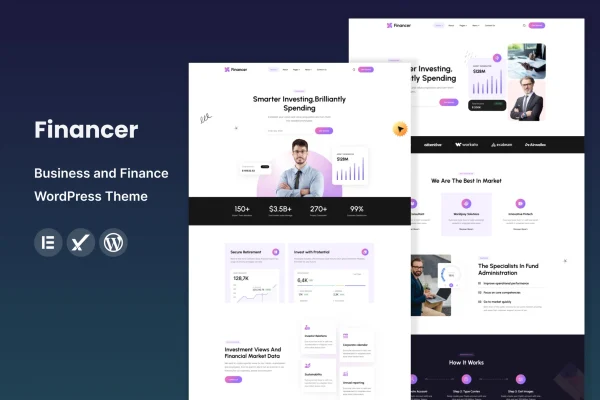 Financer business and finance WordPress theme preview