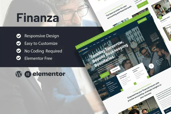 Finanza finance and accounting Elementor template kit preview