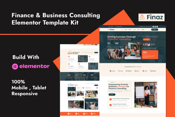 Finaz finance and business consulting Elementor template kit preview