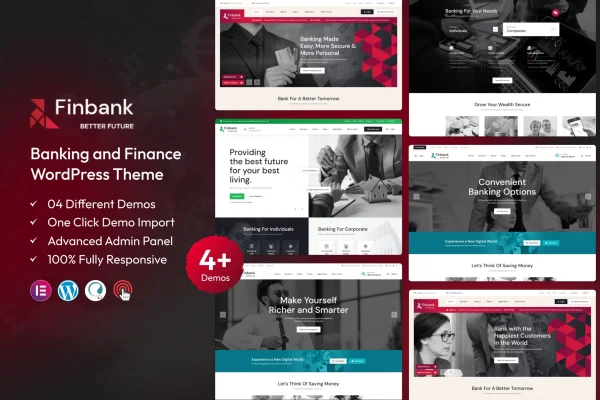 Finbank banking and finance WordPress theme preview