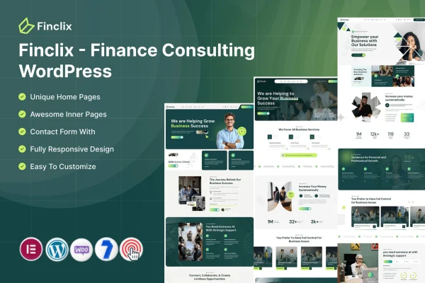 Finclix finance consulting WordPress theme preview