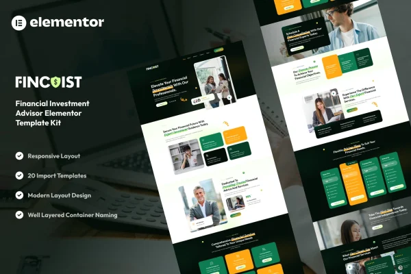 Fincoist financial investment advisor Elementor template kit cover